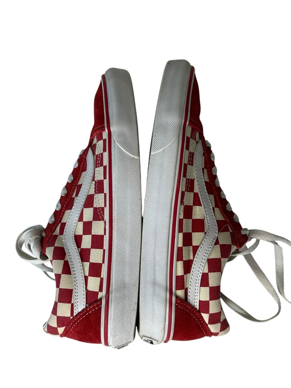 VANS Men 6 6.5 Women 7.5 8 Red White Checkerboard Canvas Lace-Up Sneakers. - Picture 6 of 11